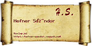 Hefner Sándor névjegykártya